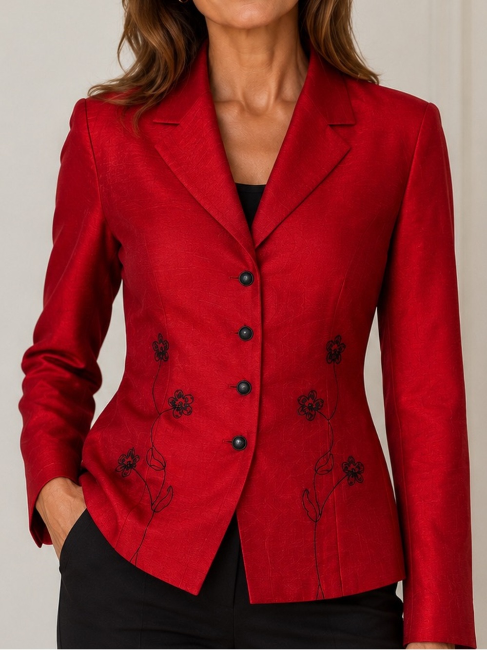 Vintage Dressbarn Red Polyester Jacket